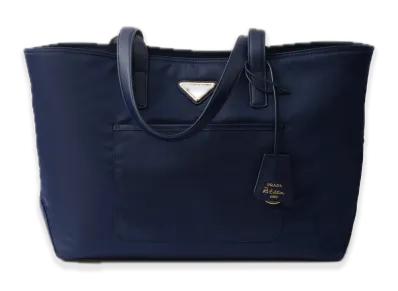 PRADA Re-Edition 1978 Medium Re-Nylon x Saffiano Leather Tote Bag "Navy"