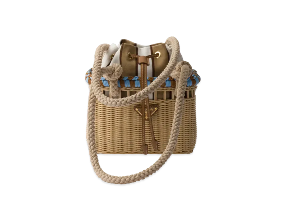 PRADA Wicker Mini-Bag "Beige/Blue"