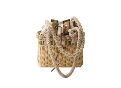 PRADA Wicker Mini-Bag "Beige/Pink"