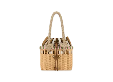 PRADA Women's Wicker Mini Shopping Bag "Beige"
