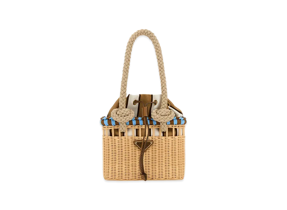 PRADA Women's Wicker Mini Shopping Bag "Beige"