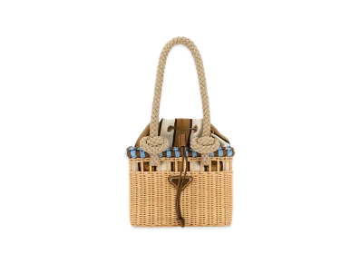 PRADA Women's Wicker Mini Shopping Bag "Beige"