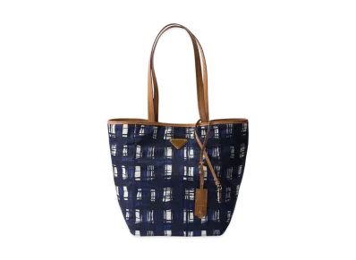 PRADA Medium Printed Re-Nylon Tote Bag "Navy/Camel"