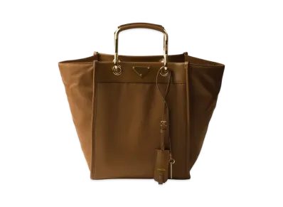 PRADA Re-Nylon and Leather Medium Tote Bag "Brandy"