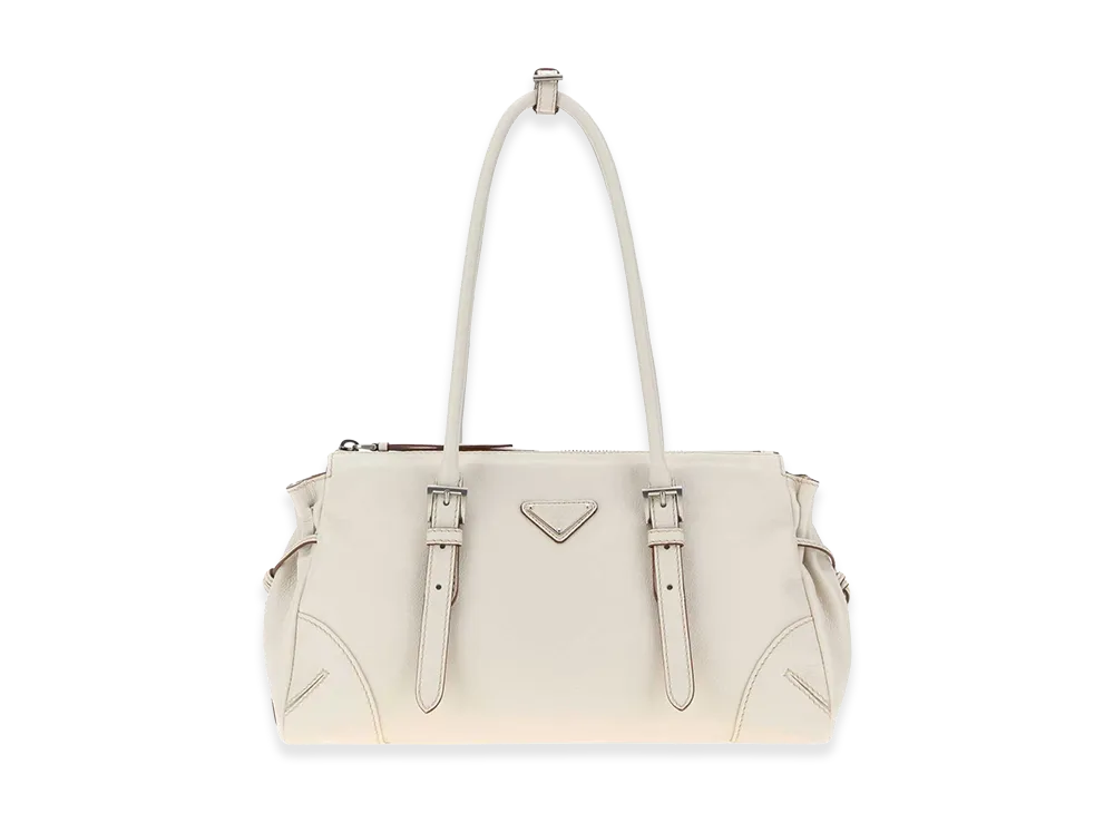 PRADA Women's Chalk Leather Medium PRADA Women's Bonnie Shoulder Bag "White"