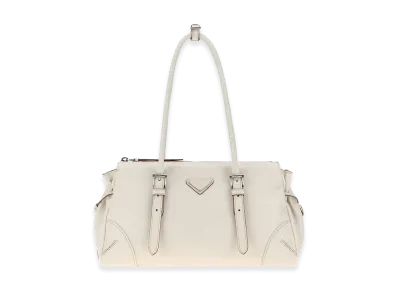 PRADA Women's Chalk Leather Medium PRADA Women's Bonnie Shoulder Bag "White"