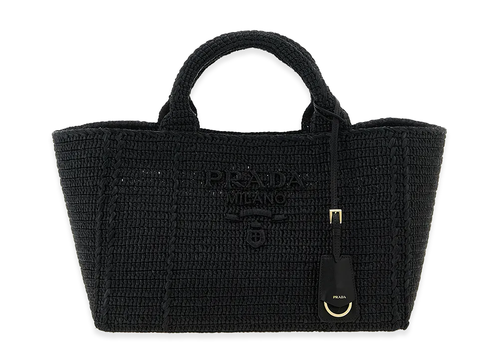 PRADA Women's Crochet Shopping Bag "Black"