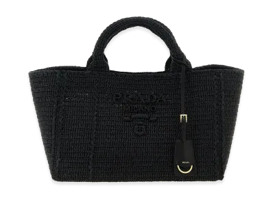 PRADA Women's Crochet Shopping Bag "Black"