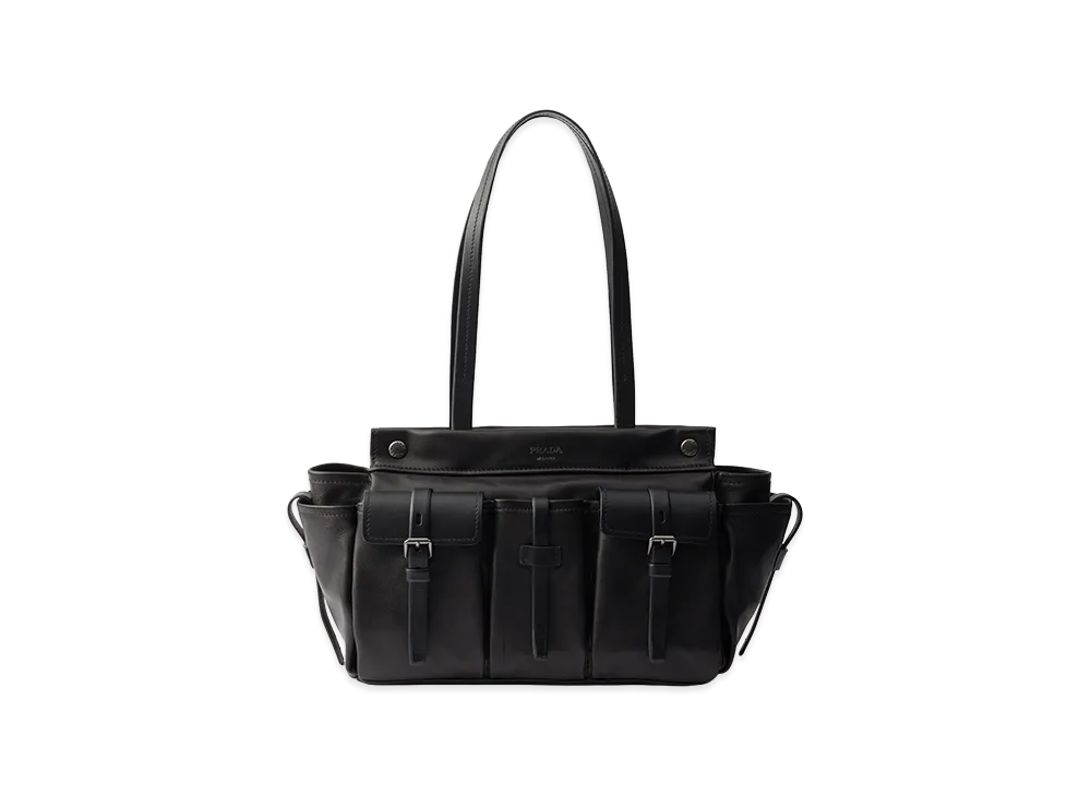 PRADA Route Large Leather Tote Bag "Black"
