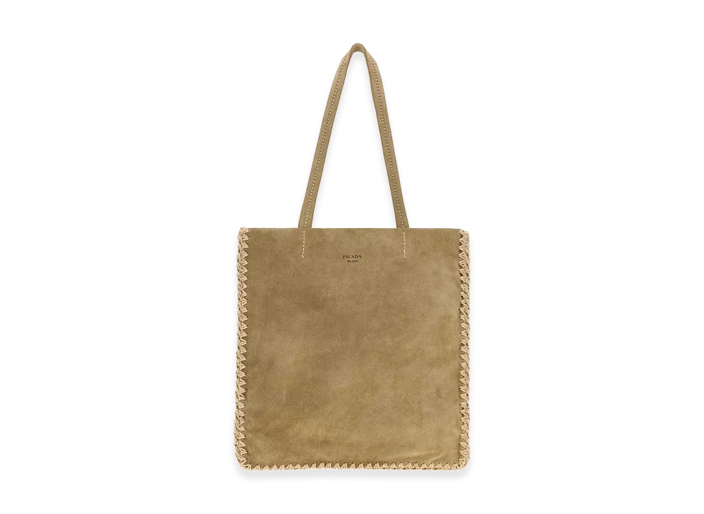 PRADA Women's Suede Large Shopping Bag "Beige"