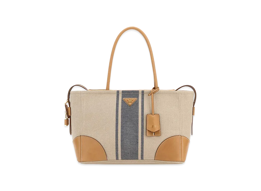 PRADA Wonen's Canvas Large Shopping Bag "Beige/Tan"
