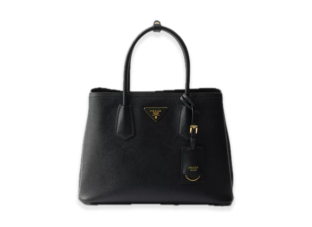 PRADA Double Saffiano Leather Medium Bag "Black"