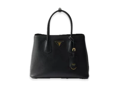 PRADA Double Saffiano Leather Medium Bag "Black"