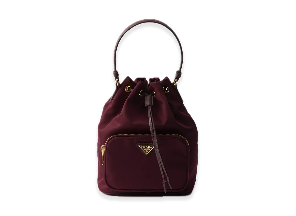 PRADA Duet Re-Nylon Bucket Bag "Bordeaux"