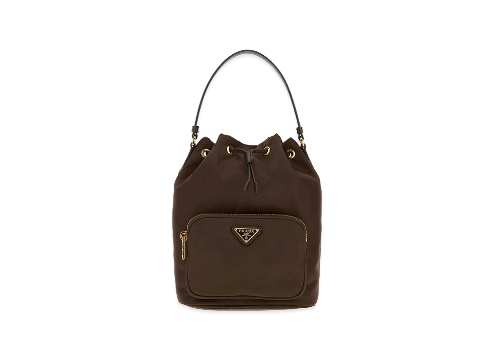 PRADA Women's Re-Nylon Duet Bucket Bag "Brown"