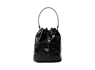 PRADA Duet Naplak Patent Leather Bucket Bag "Black"