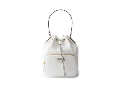 PRADA Duet Naplak Patent Leather Bucket Bag "White"