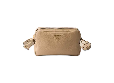 PRADA Small Leather Shoulder Bag "Beige Sable"