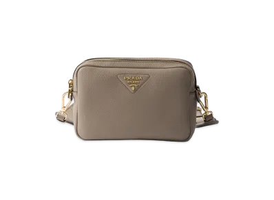 PRADA Small Leather Shoulder Bag "Clay Grey"