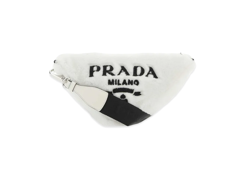 プラダ ウィメンズ シアリングトライアングルクロスボディバッグ "ホワイト" 1BH1902EC9_F0964