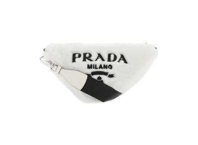 PRADA Women's Shearling Triangle Crossbody Bag "White"