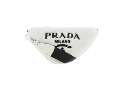 PRADA Women's Shearling Triangle Crossbody Bag "White"