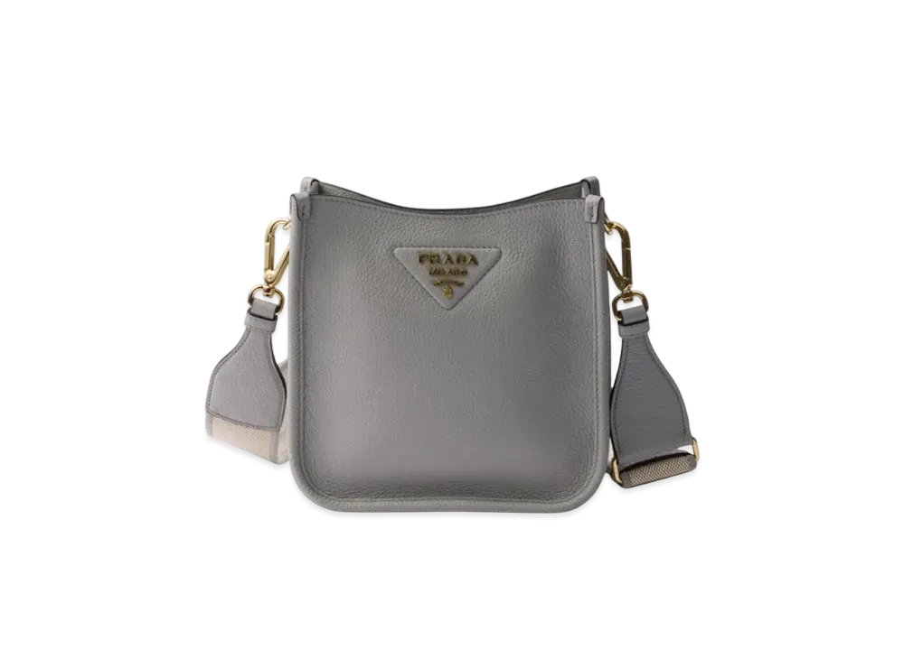 PRADA Leather Mini Shoulder Bag "Light Gray"