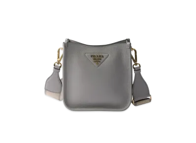 PRADA Leather Mini Shoulder Bag "Light Gray"