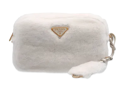 PRADA Women's Shearling Crossbody Bag "White"