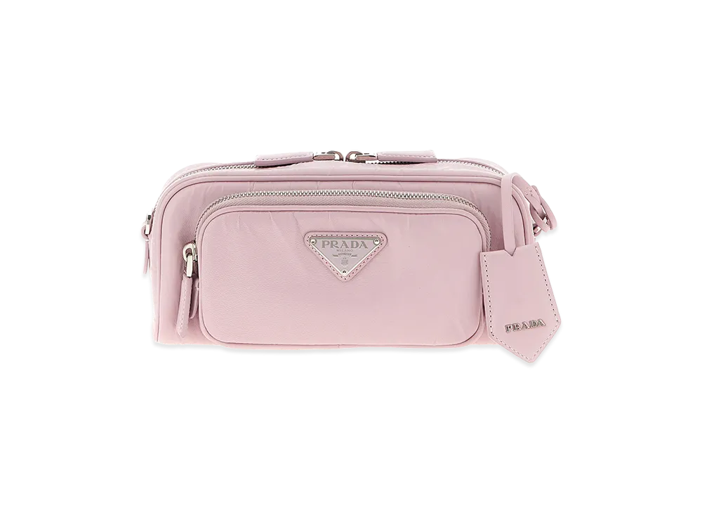 PRADA Women's Logo Antique Nappa Crossbody Bag "Pink"
