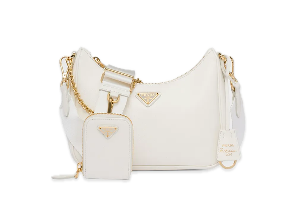 PRADA Re-Edition 2005 Saffiano Leather Bag "White"
