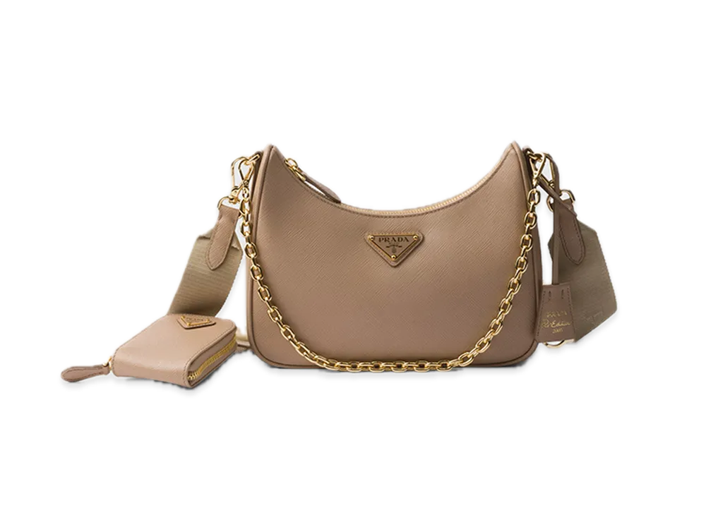 PRADA Re-Edition 2005 Saffiano Leather Bag "Beige Pink"