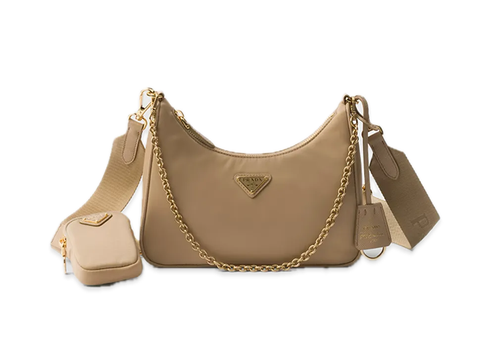 PRADA Re-Edition 2005 Re-Nylon Bag "Beige/Dark Green"