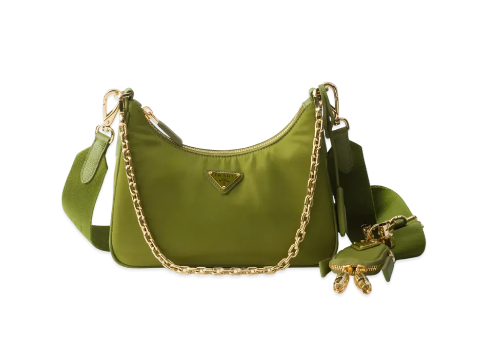 PRADA Re-Edition 2005 Re-Nylon and Saffiano Leather Bag with Charm "Olive"