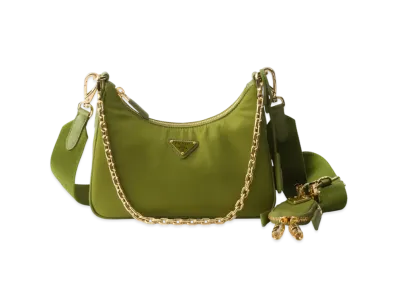 PRADA Re-Edition 2005 Re-Nylon and Saffiano Leather Bag with Charm "Olive"