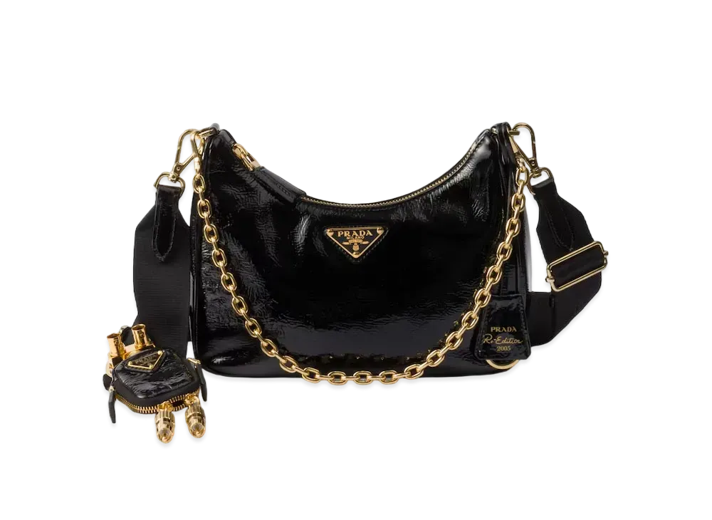 PRADA Re-Edition 2005 Naplak Patent Leather Bag "Black"