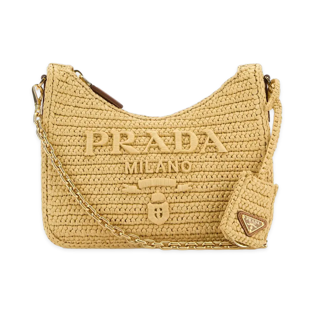PRADA Women's Re-Edition 2005 Crochet Shoulder Bag "Natural"