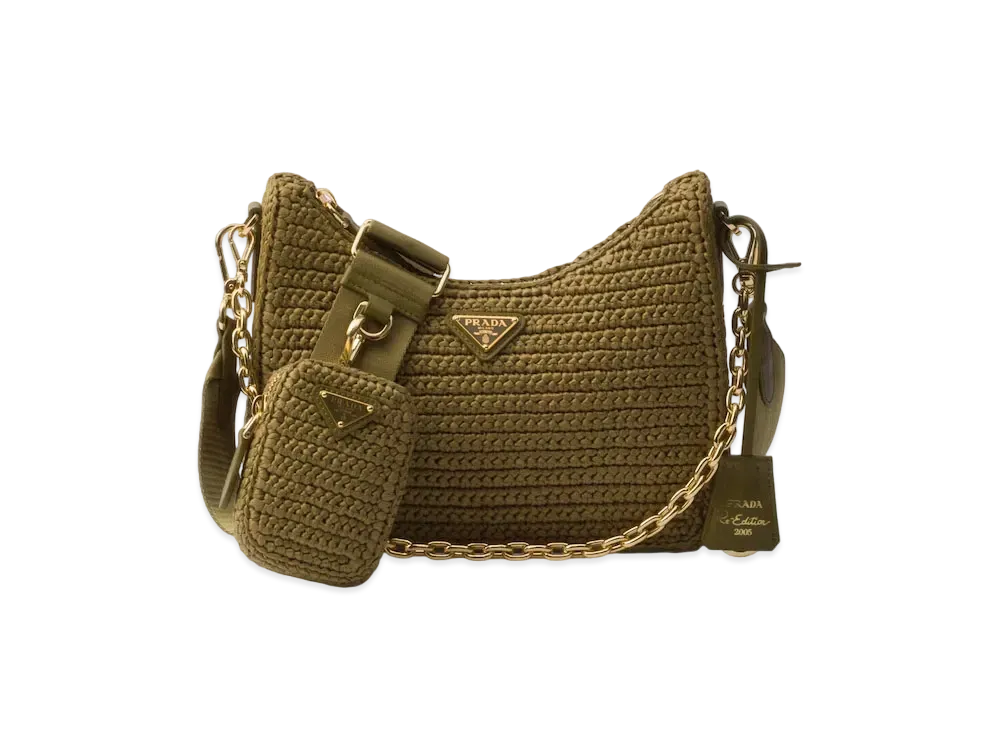 PRADA Prada Re-Edition 2005 Crochet Bag "Olive"