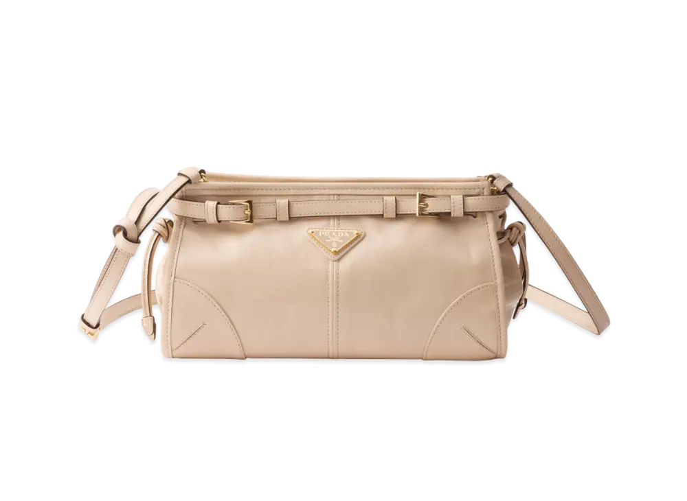 PRADA Bonnie Small Leather Shoulder Bag "Travertine"