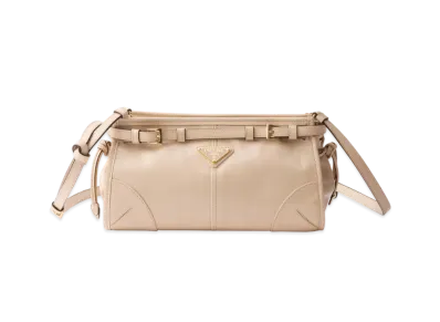 PRADA Bonnie Small Leather Shoulder Bag "Travertine"