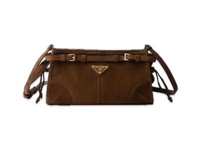 PRADA Bonnie Small Suede Shoulder Bag "Dark Brown"