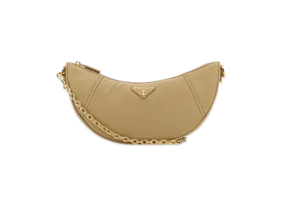 PRADA Women's Re-Nylon Demi-Lune Shoulder Bag "Camel"