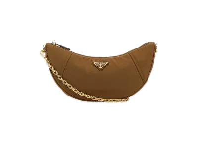 PRADA Women's Re-Nylon Demi-Lune Shoulder Bag "Camel"