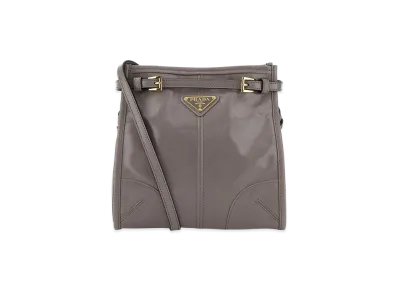 PRADA Wonen's Leather Mini Bonnie Crossbody Bag "Gray"