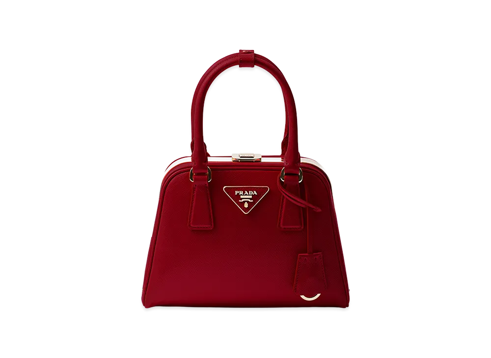 PRADA Pyramid Saffiano Leather Mini Bag "Cherry Red"
