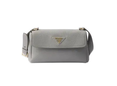 PRADA Small Leather Shoulder Bag "Light Gray"