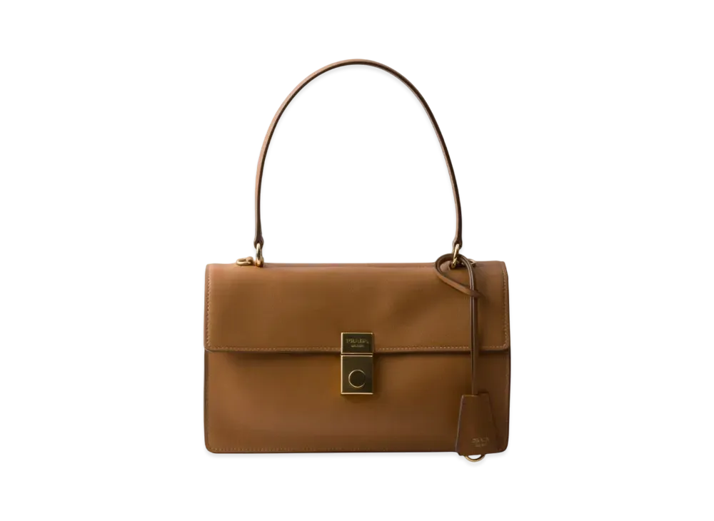 PRADA Soft Sound Medium Leather Shoulder Bag "Camel"