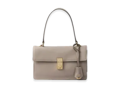 PRADA Soft Sound Medium Leather Shoulder Bag "Light Gray"
