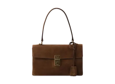 PRADA Medium Suede Shoulder Bag "Dark Brown"