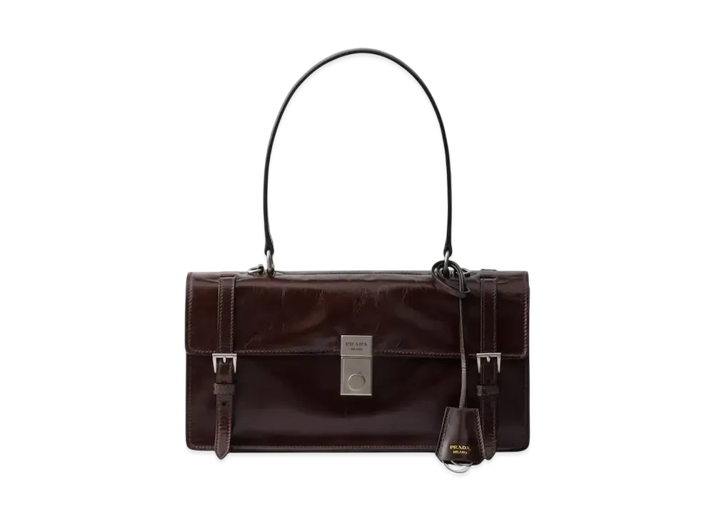 PRADA Medium Leather Handbag "Dark Brown"